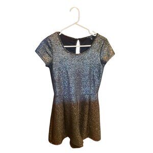 One Clothing Sparkly Gold and Black Metallic Romper